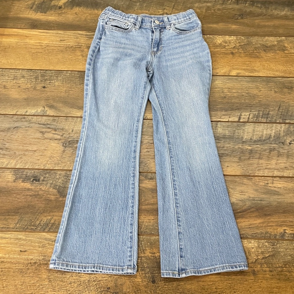 Old Navy Girls High-Rise Flare Jeans Light Wash Adjustable Waist Size 10 Boho